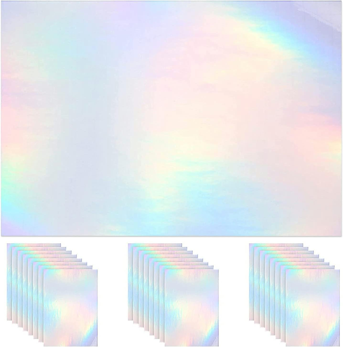 Holographic Lamination Vinyl A4 Overlay Film, 24Pcs Holographics Overlay Lamination Self-Adhesive Holographic Laminate Films Vinyl Sticker,Holographic Vinyl Laminate Films,Gem Pattern