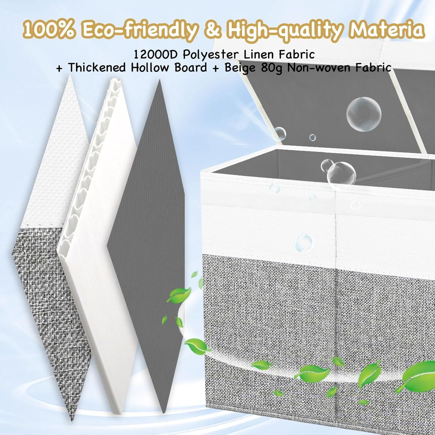 Extra Large Toy Box Storage - Collapsible Kids Toys Boxes Organizer Bins Baskets with Handles for Boys, Girls,Nursery,Playroom,Clothes,Blanket,Bedroom image number 3