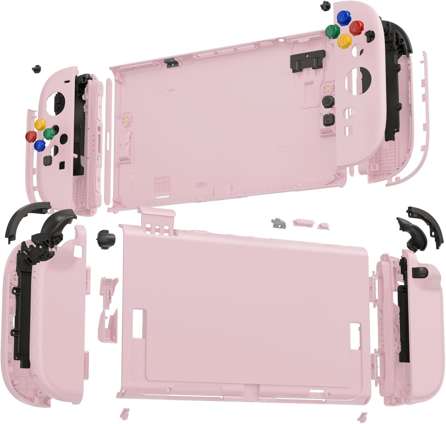 Extremerate DIY Replacement Shell Buttons for Nintendo Switch 2, Full Set Rear Back Plate Controller Housing with Button for Switch2 Handheld Console & Joycon 2 - Deluxe Version - Cherry Blossoms Pink - New Hope Gray image number 6