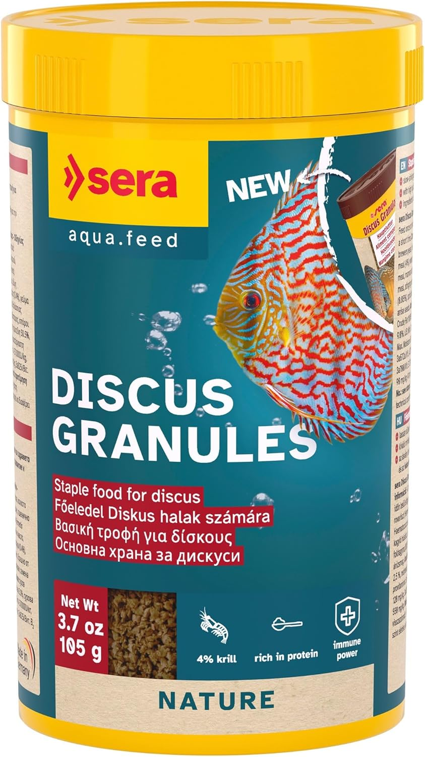 Sera Discus Granules, Staple Food for Discus, Slow-Sinking Soft Granules Rich in Minerals Support Healthy Development and Readiness to Spawn, for Freshwater Aquariums, 100Ml (42G) image number 3