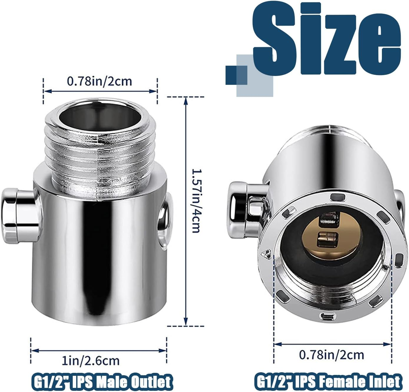 3 Pcs Water Flow Control Valve G1/2" Universal Size Shower Head Shut off Button Type ABS Material Valve for House Shower Arm and Hose image number 5