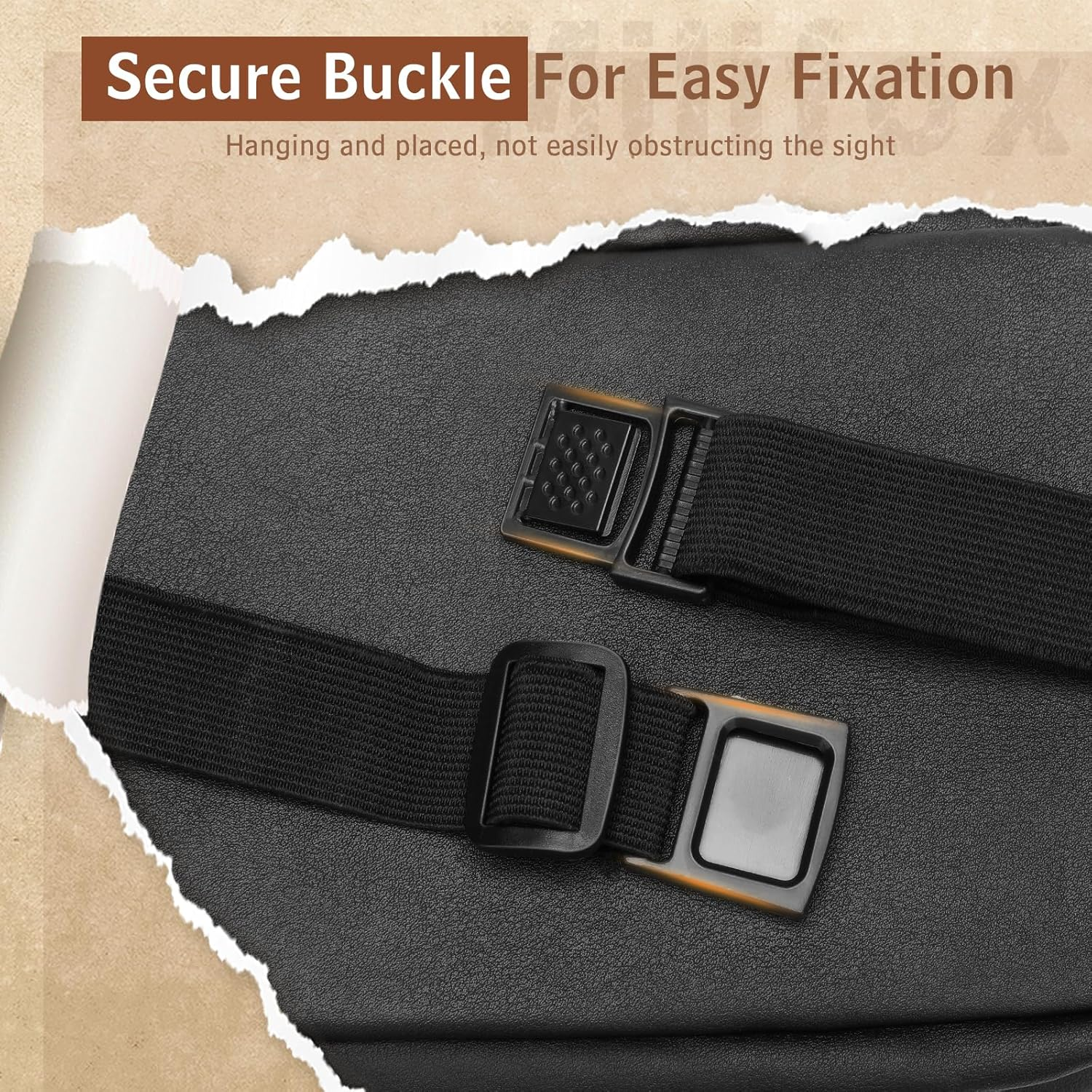 Car Tissue Holder Black - PU Leather Backseat Tissue Holder, Sun Visor Napkin Box for Cars Interior, Black Car Napkin Hanging Visor Box image number 3