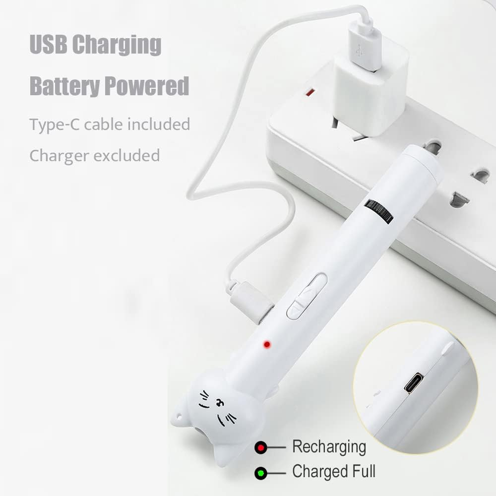 PARTSPOWER Laser Pointer Interative Cat Toy for Cats to Chase, Rechargeable Red Laser Light Pointer Exercises Training Tool for Kittens Cats Dogs (Green) - Green image number 6