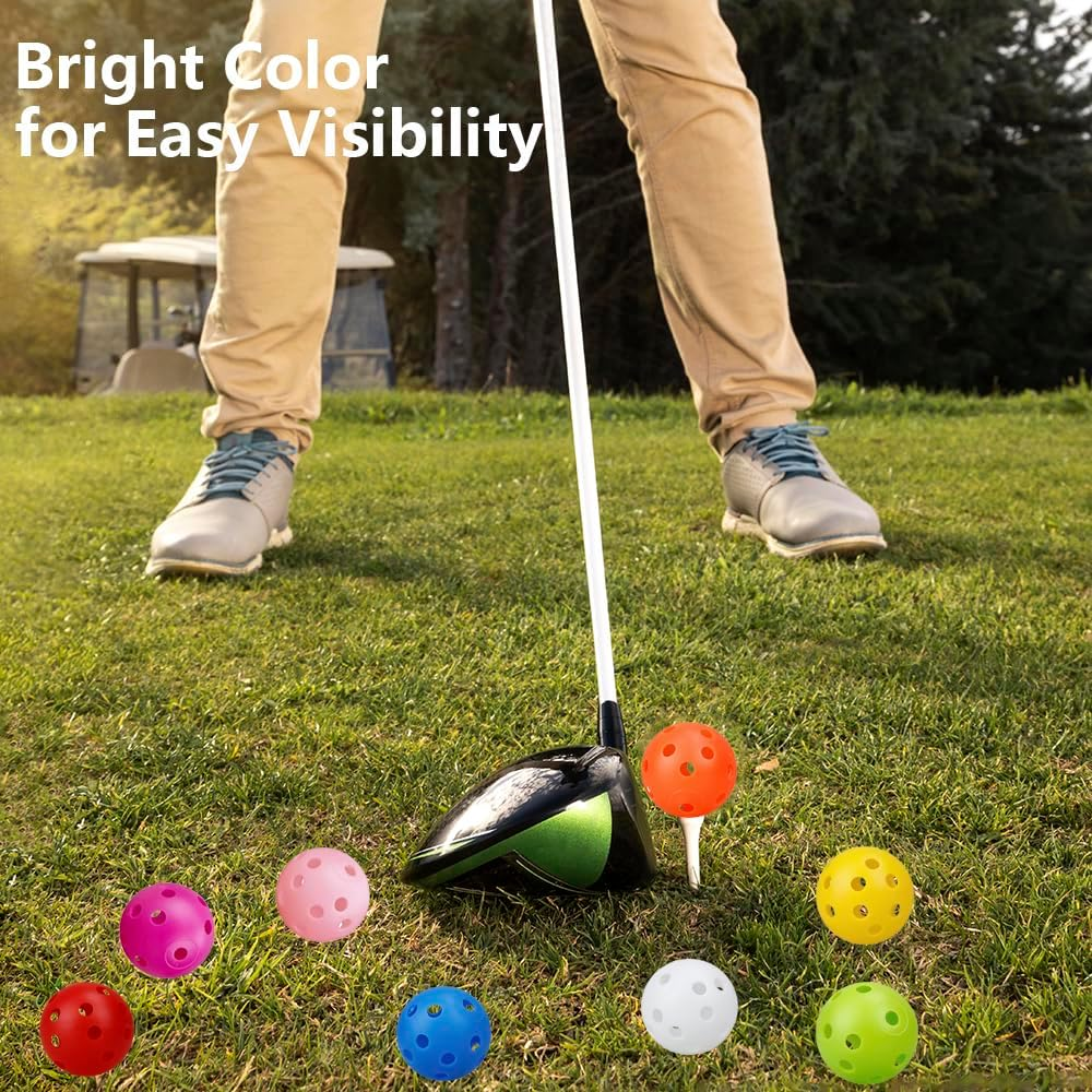 Vekol Practice Golf Balls 40 Pack, 42Mm Hollow Airflow Plastic Golf Balls for Backyard, Training Golf Balls for Driving Range, Swing Practice, Indoor and Outdoor Use image number 5