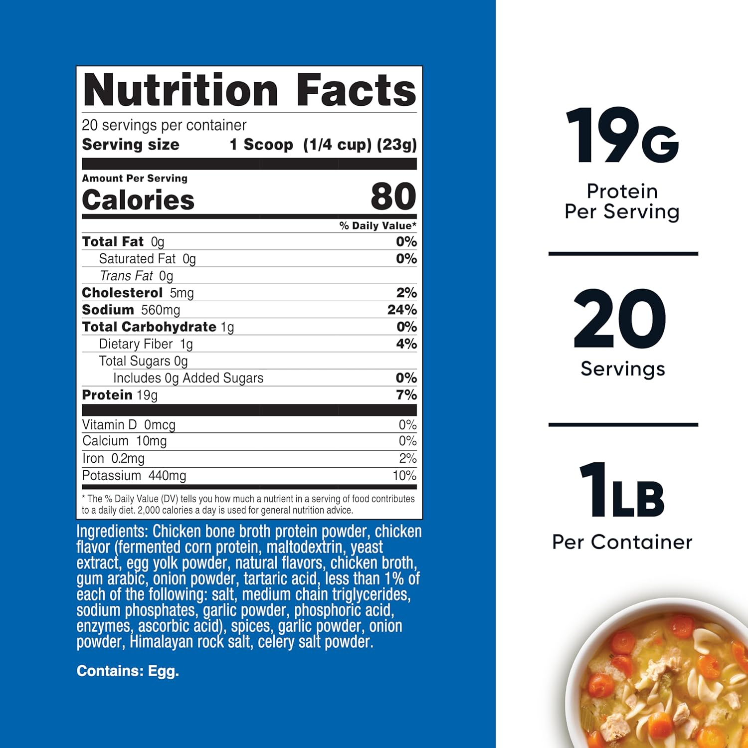 Nutricost Chicken Bone Broth Protein Powder (Chicken Soup Flavored, 20 Servings) image number 4