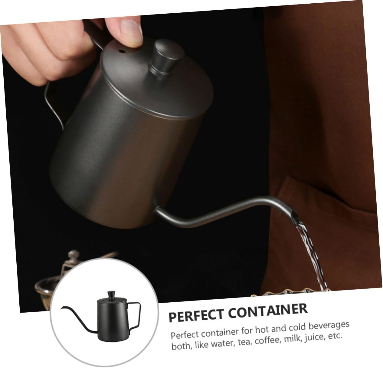 INOOMP Stainless Steel Tea Kettle Coffee Pot 304 Mini Precision Spout Kettle with Lid for Home Brewing image number 1