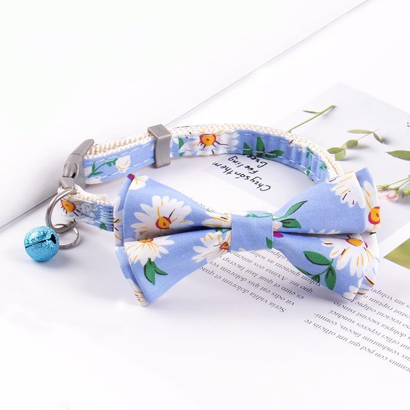 2 Pack Breakaway Cute Cat Collars with Bell Cat Collar with Bow for Girl Boy Cats Cute Bow Small Dog Collar with Bell (Style 1, S) image number 2