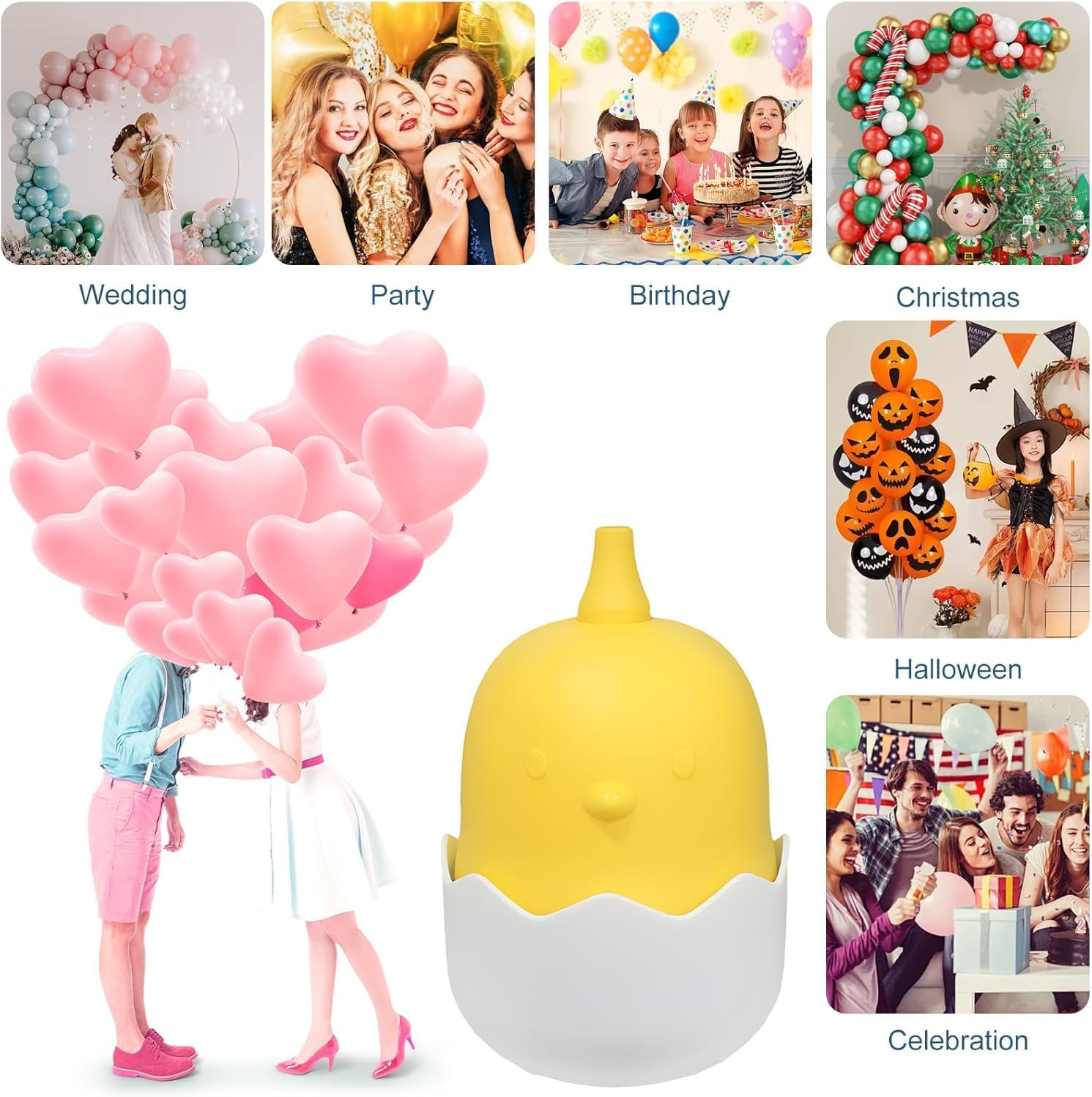 Electric Balloon Pump,Balloon Inflator Cartoon Chick Shape 110-240V,Fast Inflatable for Birthday Party Decorations Balloon,Bobo Ball,Yoga Ball,Magic Ball