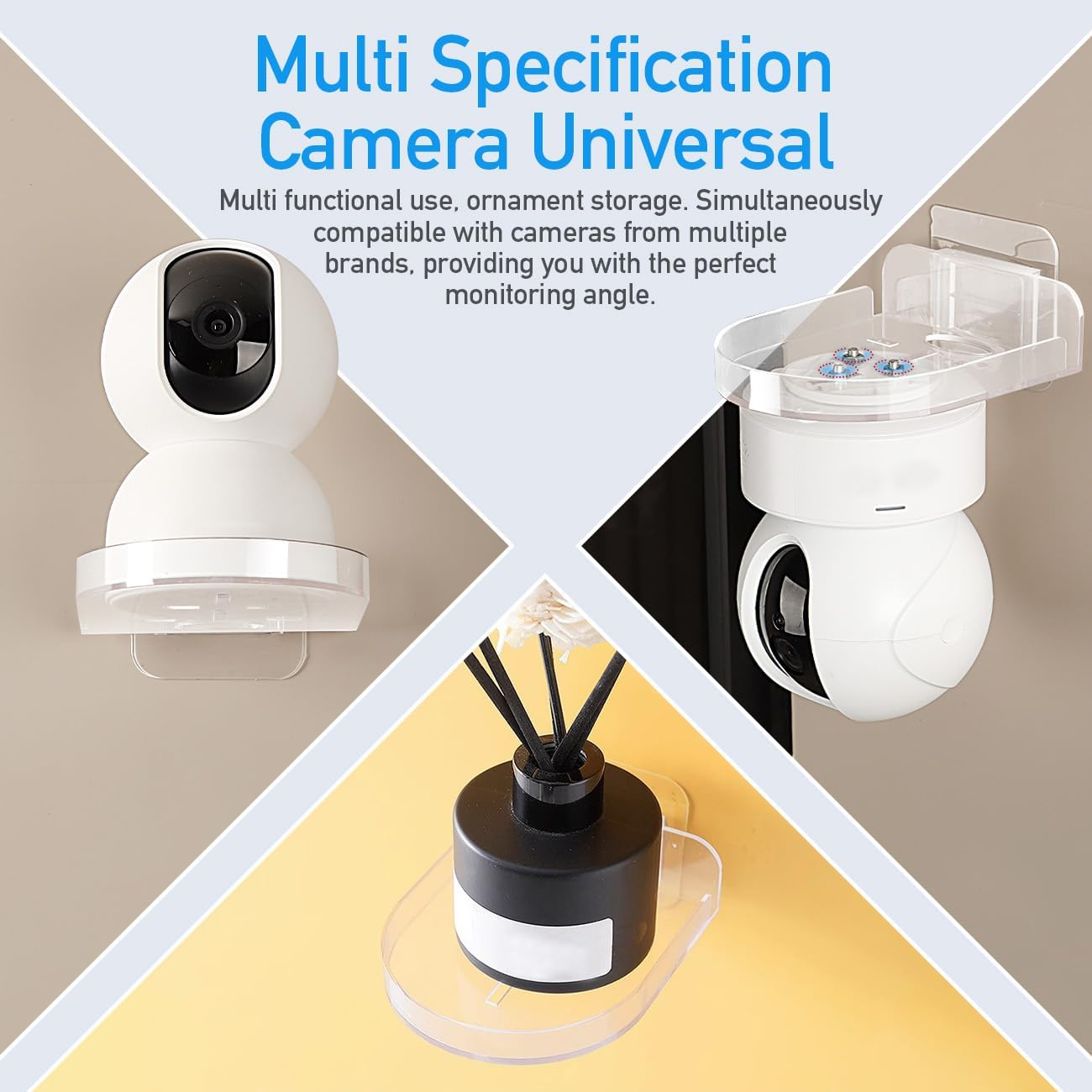 Clear Acrylic Wall Shelf 4 Pack for Surveillance Cameras,Clear Acrylic Floating Shelf for Camera, Adhesive Floating Shelf for Security Cameras,Adhesive Baby Monitor Wall Moun Shelves (Clear) image number 2