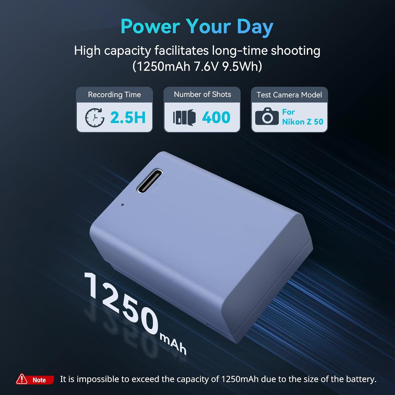 Smallrig EN-EL25 1250Mah Camera Battery for Nikon Z30 / Z50 / Zfc, USB-C 1.75H Fast Charging Rechargeable Camera Battery for Nikon Z30, Z50, Zfc, Fits for Nikon Charger MH-32-4333 image number 4