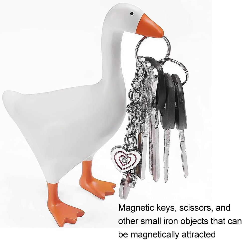 Magnetic Goose Statue Key Holder,Entrance Home Decor,Cute Homes Decor for Kawaii Room Office Table Desk Decors image number 2
