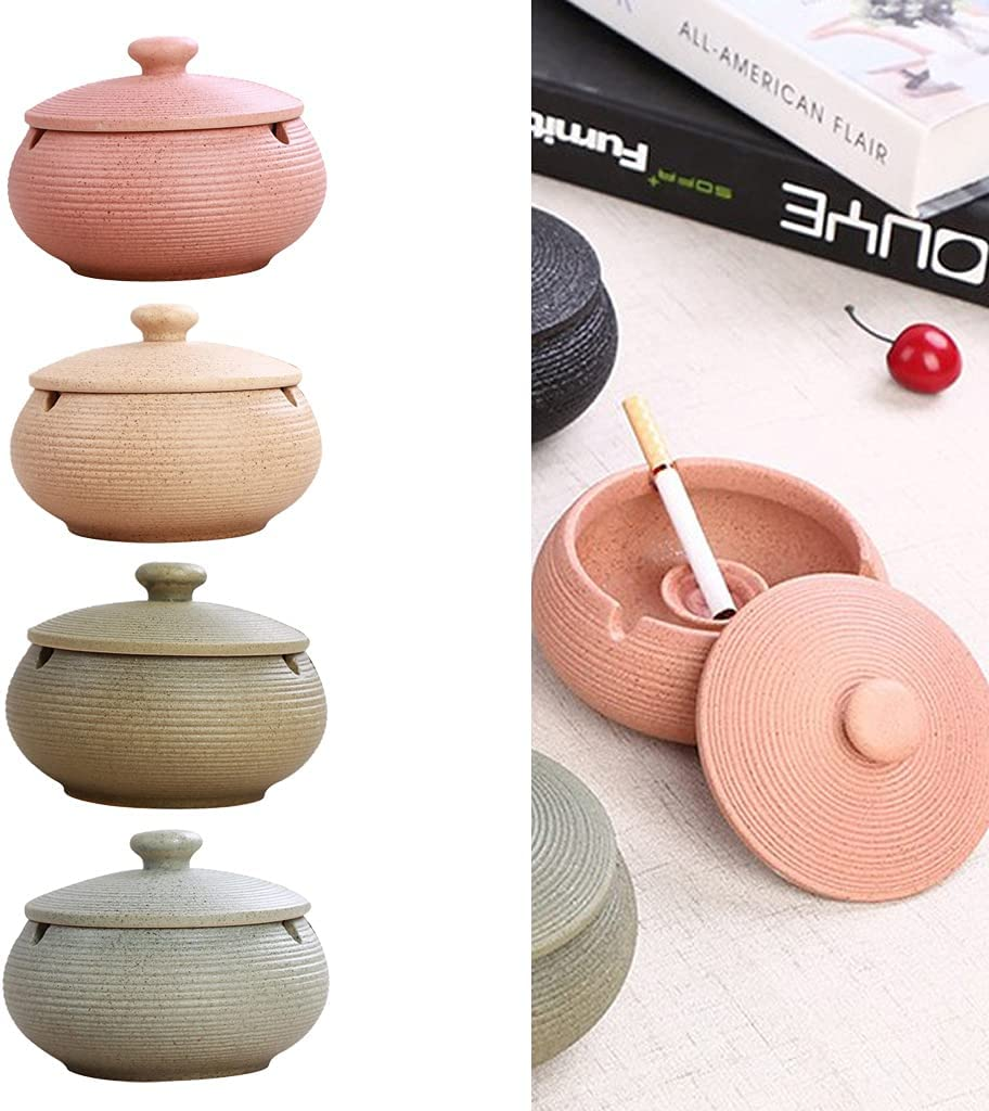Ceramic Ashtray with Windproof Lid for Indoor Outdoor Use -Black image number 6