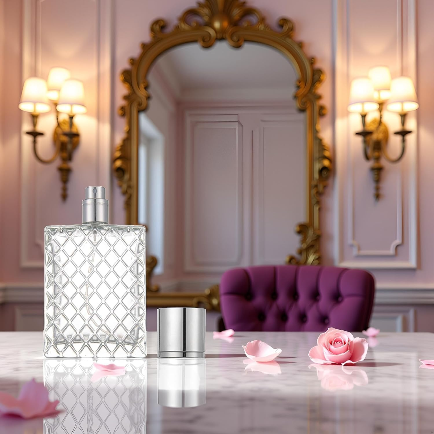 Hehglng 100Ml 3.4Oz Clear Glass Spray Bottles Empty Square Perfume Fine Mist Atomizer Refillable Essential Oil Container for Travel Portable Refillable Containers image number 6