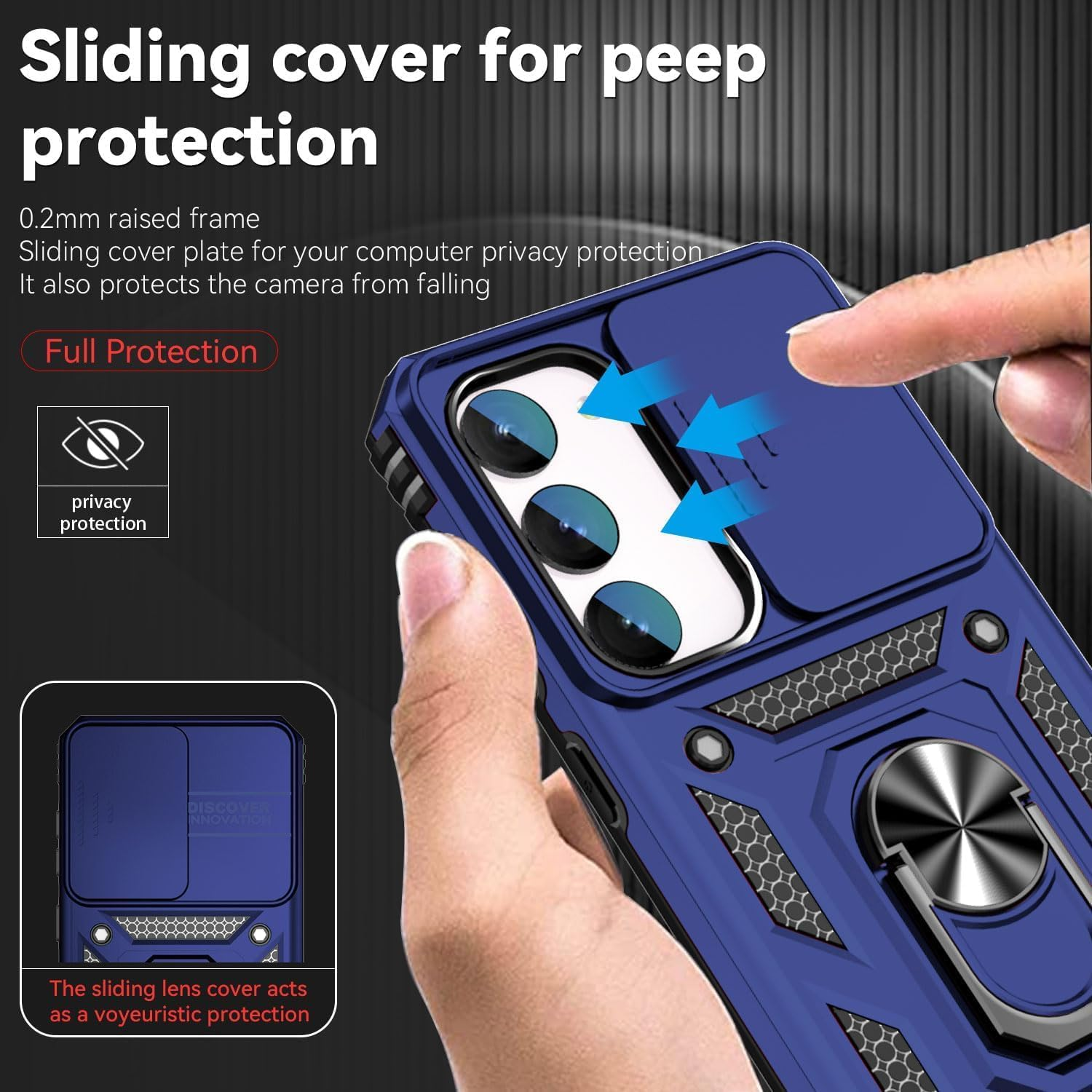 Mobile Phone Case for Samsung Galaxy A16 5G Case with Camera Protection, Armour Protective Case Galaxy A16 5G with 360&deg; Metal Ring Stand Military Shockproof Bumper Hard Case Samsung A16 5G Cover (Blue image number 1