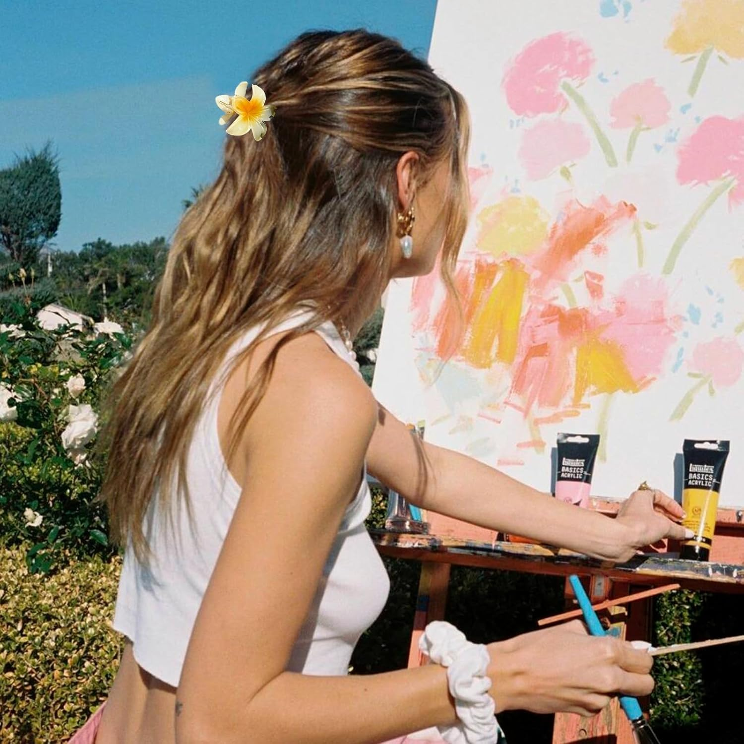 Pack of 6 Flower Hair Clips, Plastic Flower Hair Clips, Cute Hair Clip Flower, Colourful Flower Hair Clip, Flower Hair Clip, for Strong Hold, Women, Girls, Gifts image number 2