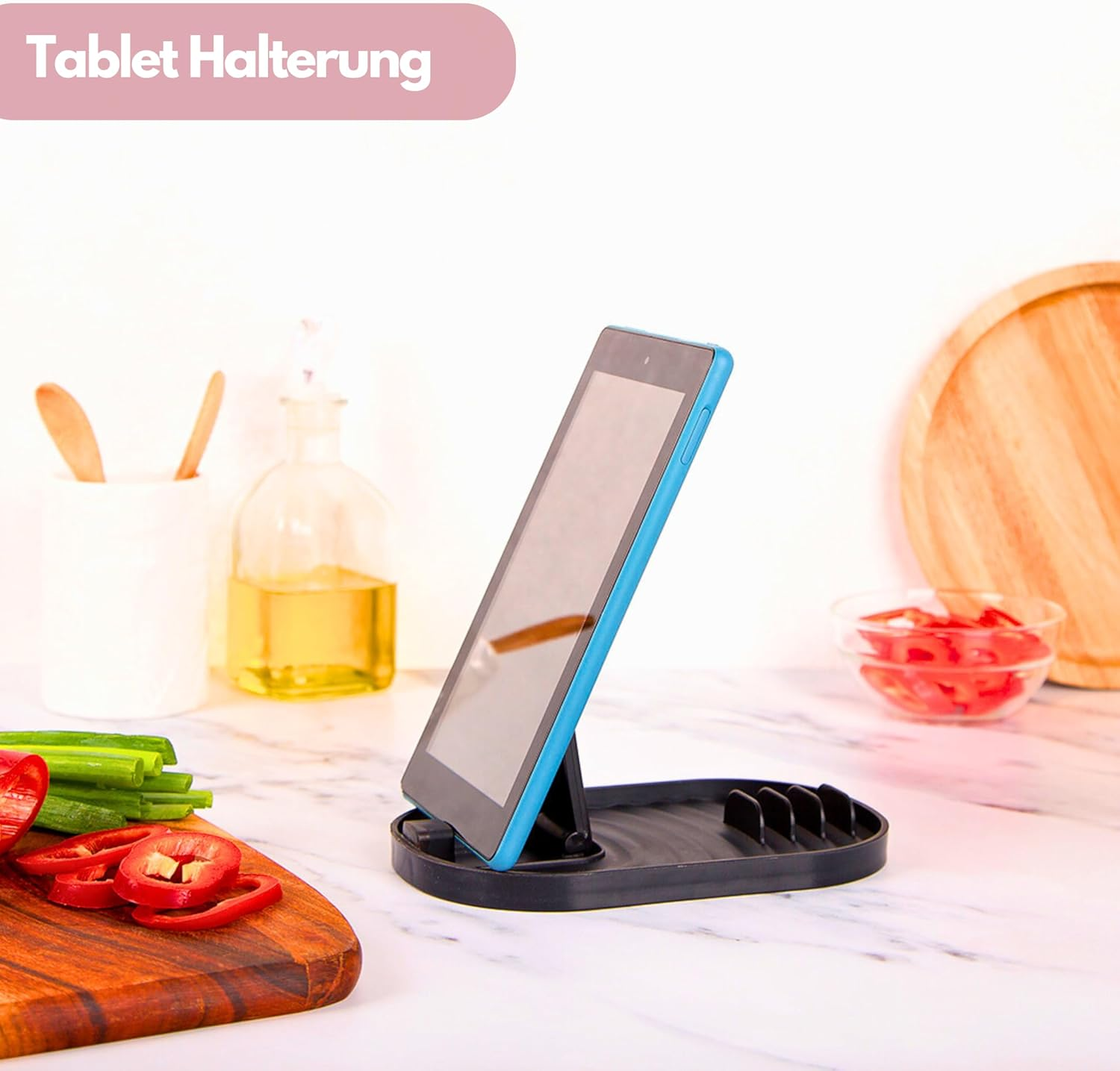 H E L P Y&reg; Holder High Quality Cookware Rack and Pot Lid Rack, Cooking Spoon Rest, Utensil Holder, Lid Holder, Kitchen Gadget, Tablet Holder, Cookbook Holder - Pink image number 7