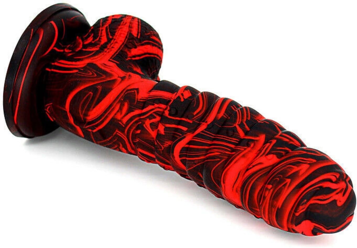 6" Realistic Fantasy Dildo Dong Penis Dragon Scales Alien Balls Silicone Suction Cup Red/Black for Women Men and Couples Adult Sex Toy image number 3