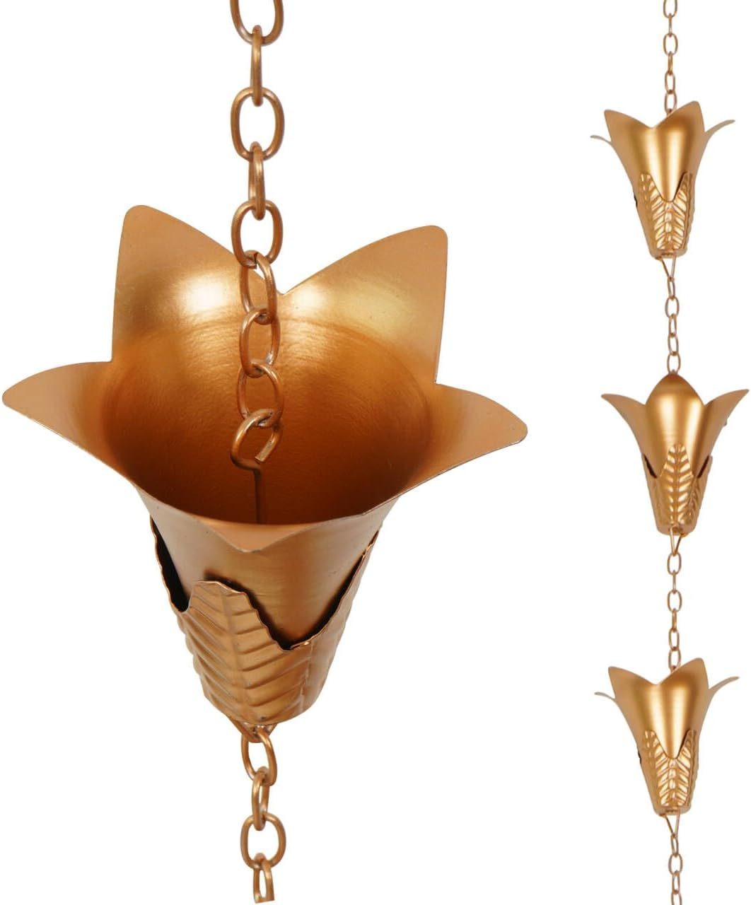 TZSSP Rain Chains Decorative Rain Chain Bell with 12 Cups, Rain Chain for Home Garden Patio Outdoor Decor,8-1/2 Length,102 Inch