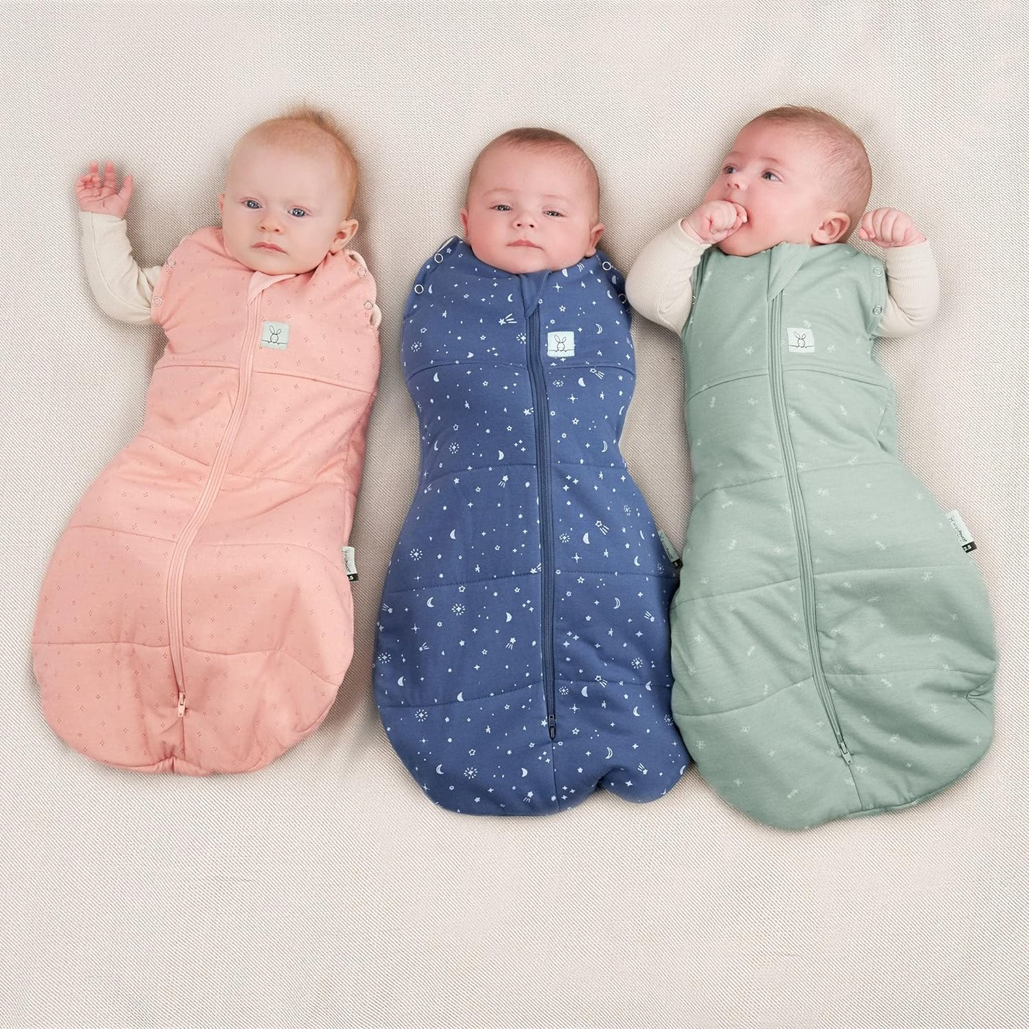 Ergopouch 2.5 TOG Cocoon Swaddle Bag, 3-6 Months, Grey Marle Print &ndash; Organic Cotton, Two-Way Zip, Arms In/Out, Warm & Comfortable, Ideal for Room Temperatures (15&ndash;21&deg;C) image number 2