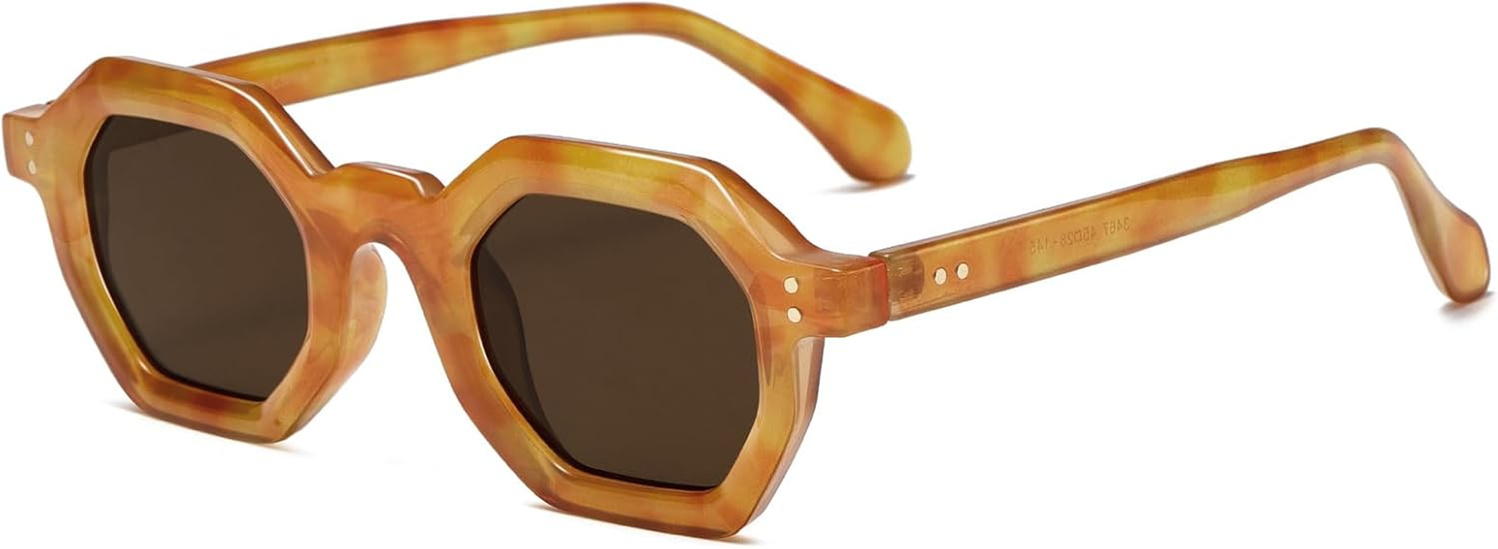 Retro Hexagon Sunglasses for Men Women Trendy Vintage Small Square Black Dark 90S Glasses image number 3