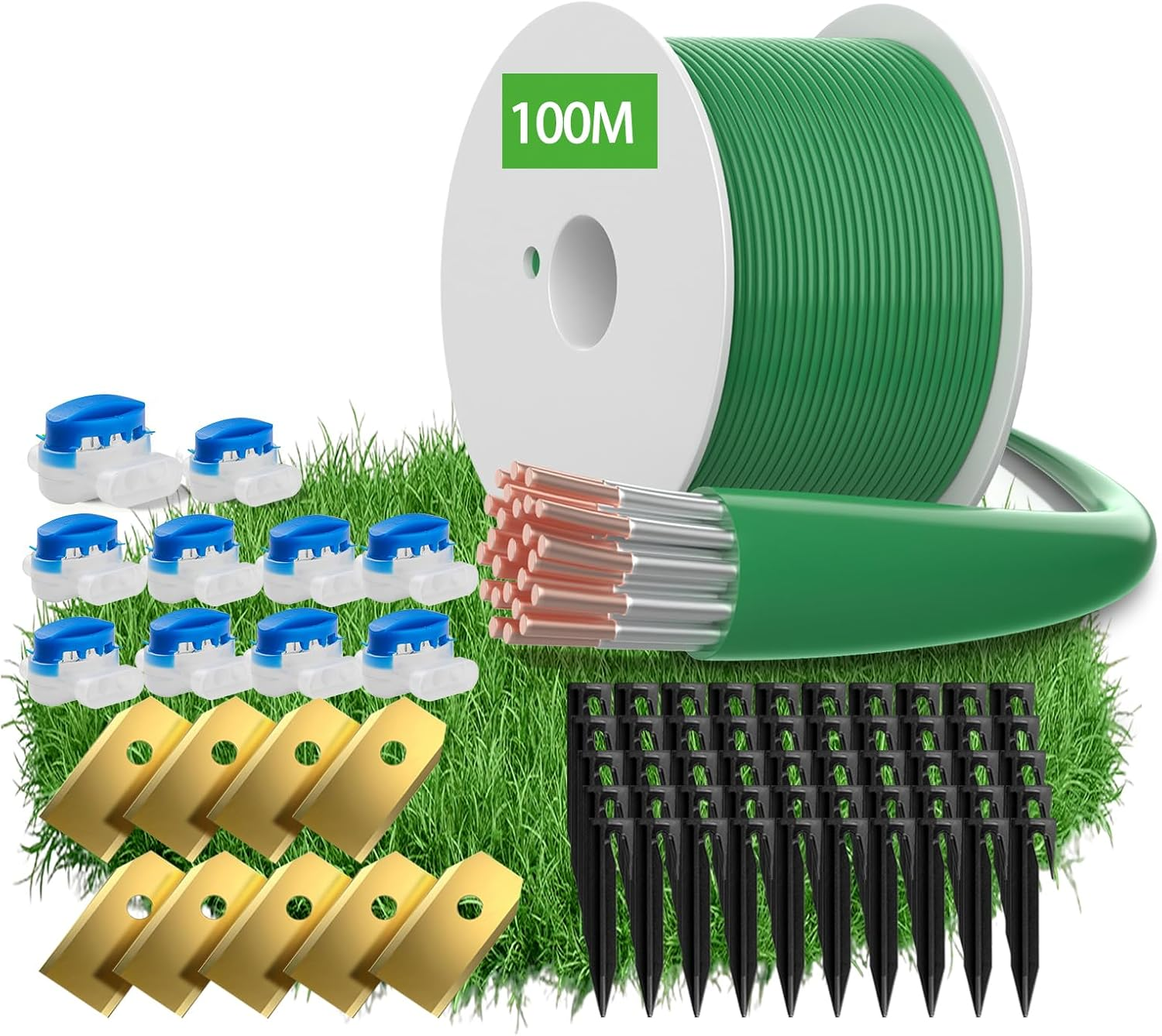 100 M Universal Boundary Cable for Robotic Lawnmower - Headley Tools Boundary Wire Contains 50 X Pegs + 10 X Cable Connectors + 9 X Titanium Blades Compatible with Gardena/Husqvarna/Worx image number 6