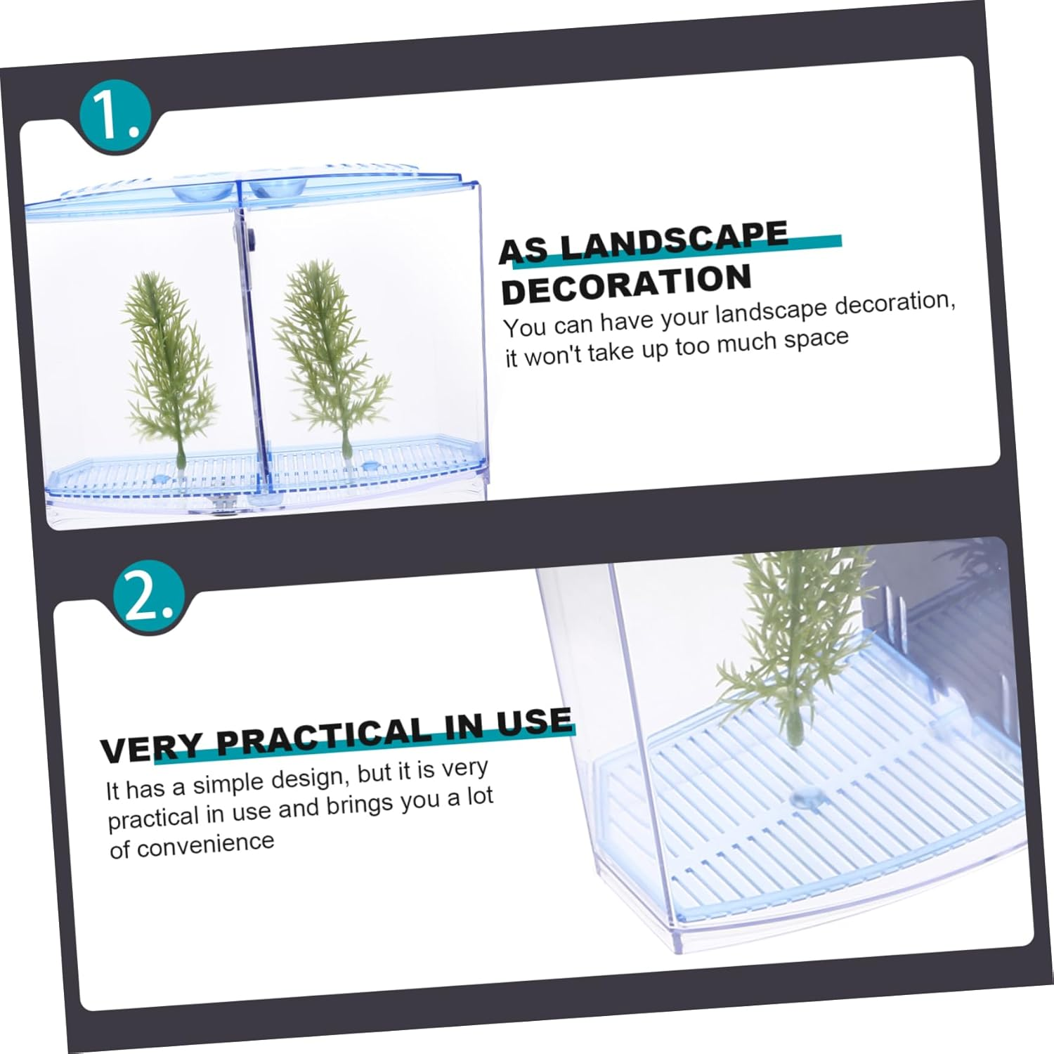 DECOMELODY Mini Transparent Fish Tank Small Plastic Aquarium Breeding Box for Fish and Hydroponic Plants Easy to Clean and Compact Tabletop Design for Desktop Aquatic Pets and DIY Micro Lands image number 6