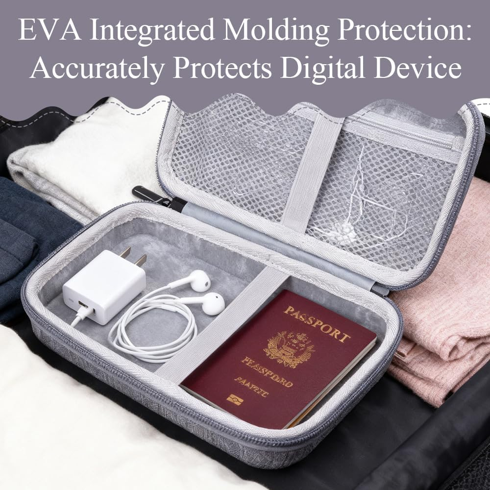 Cable Organizer Bag,Portable Charger Case,Travel Cord Organizer,Battery Pack Storage Holder,For Fast Charging Battery(Grey) image number 3