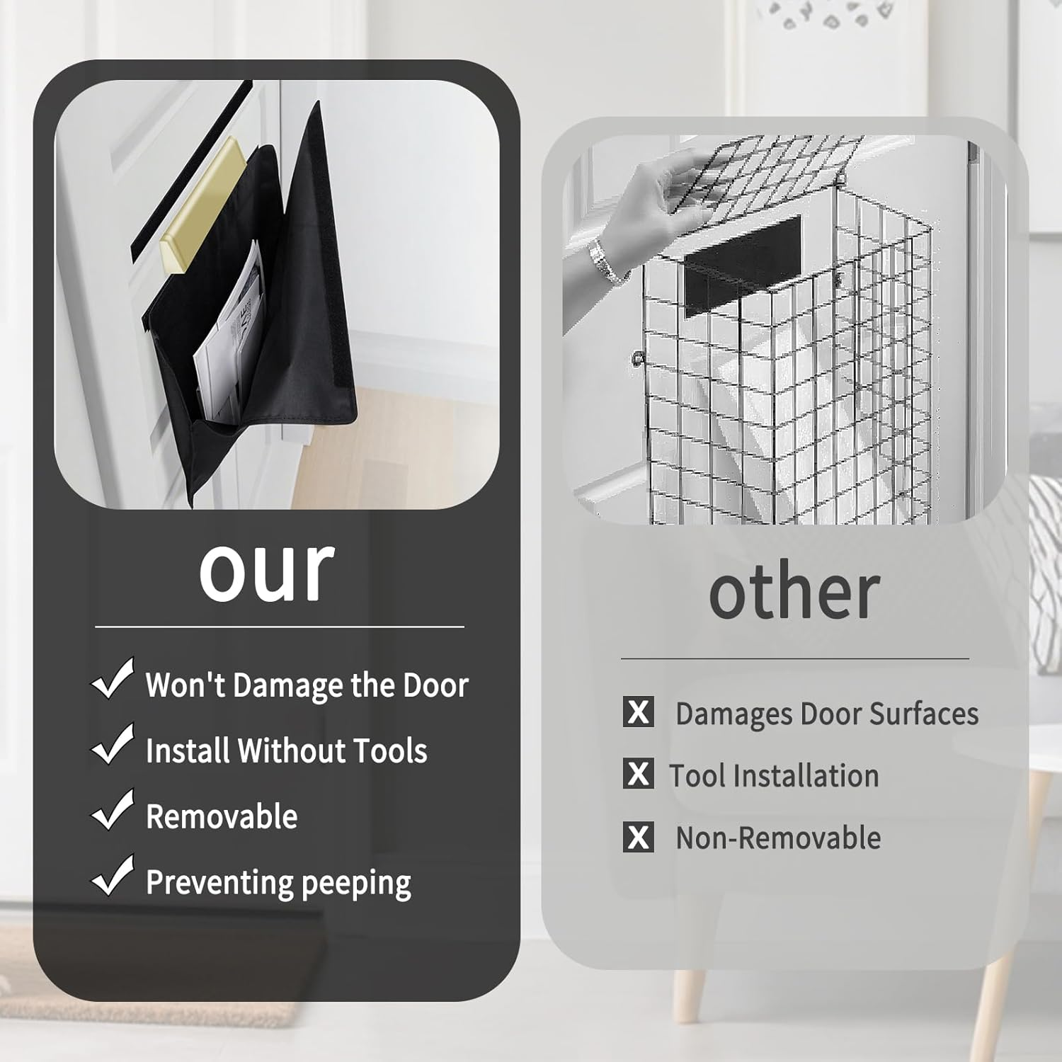 DOINEUFL 20 Inch Letter Box Catcher, Wall Mounted Waterproof Letterbox Cage & Letter Catcher for Post Boxes,Durable Letterboxes & Accessories, Post Catcher to Secure Letters & Parcels (White) - Black image number 7