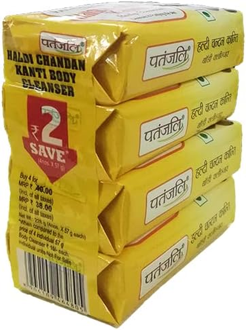 Baba Ramdev Patanjali 100% Natural HALDI Chandan KANTI Body Cleanser-(4X1) 57 GM 228Gm