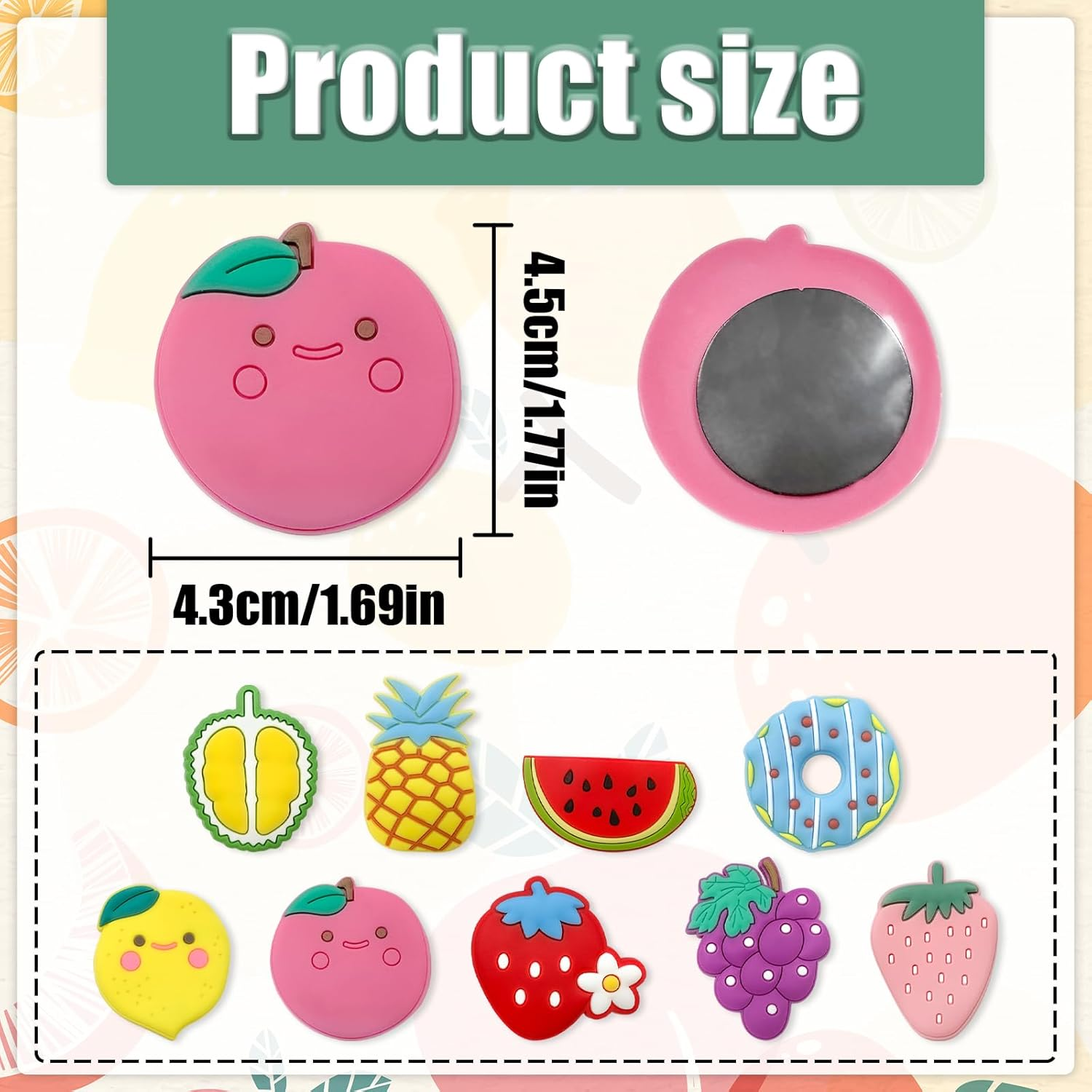 HAIKING Decorative Refrigerator Magnets, 9 PCS Cute Fruit Magnets for Office, Office, Classroom Decorations (Mixed Styles) image number 5