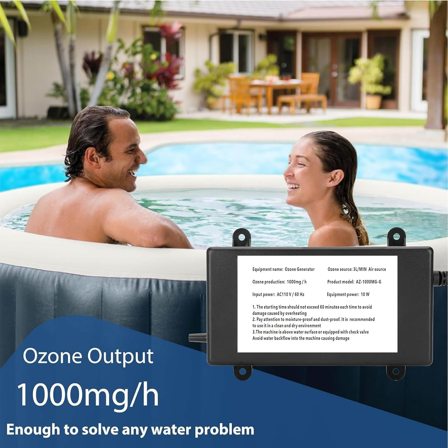 1000Mg/H Ozone Generator Cold Plunge with Timer, Ozone Generator Water Keep Cold Plunge, Ice Bath, Spa, Hot Tub, Pool Clean and Fresh for Long Time image number 3