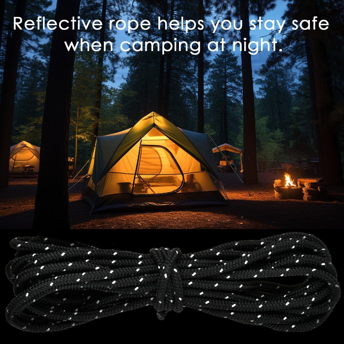 4M Reflective Tent Guy Ropes Ratchet 4PCS, 4Mm Tent Guy Ropes Tensioners with Pulley, Adjustable Tent Camping Rope Cord Heavy Duty Tent Guide Rope Grow Lights Ratchet Hangers for Awning Camping Hiking image number 6