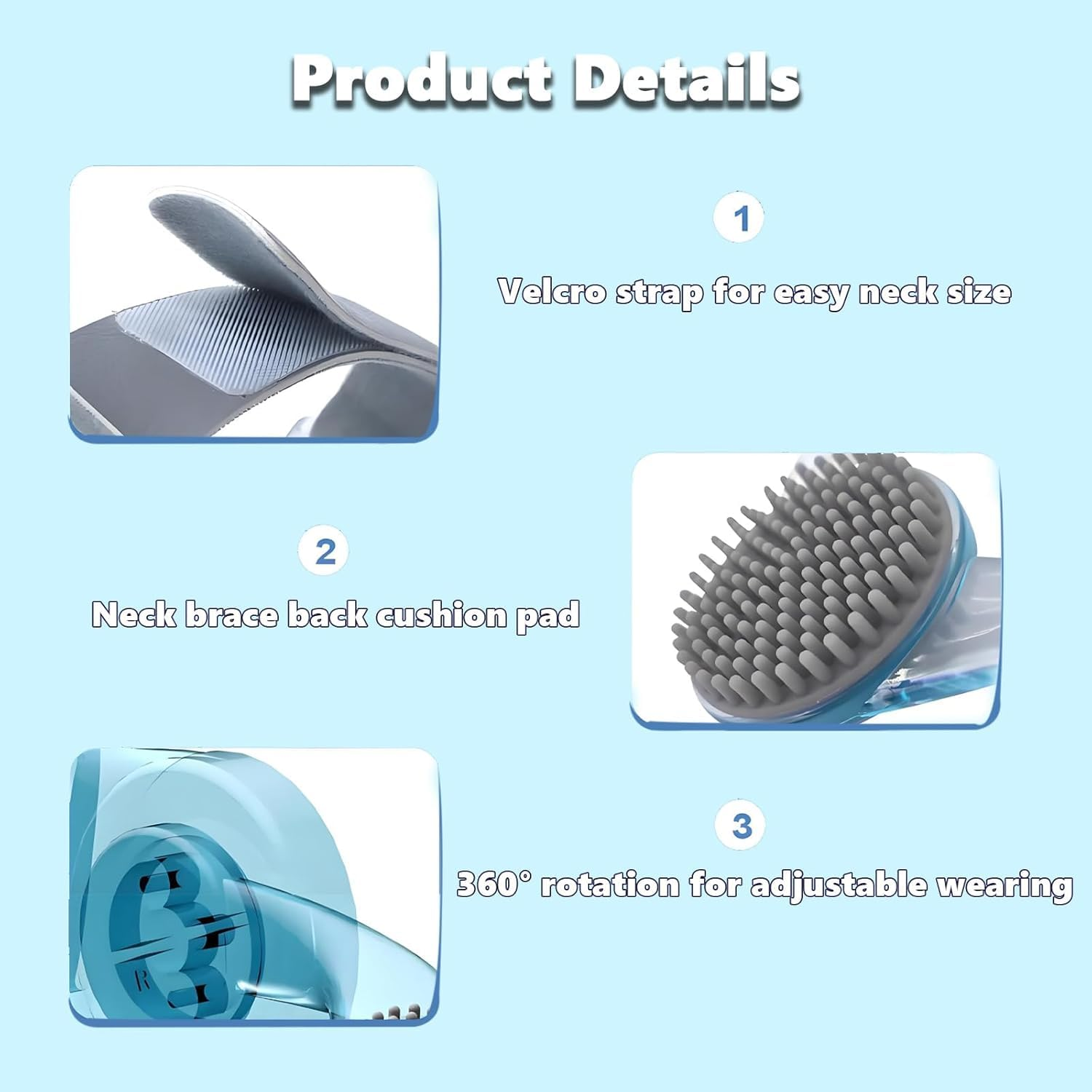 Neck Brace for Neck Pain and Support, 360 Degree Adjustable Cervical Collar for Working,Soft Neck Support Keep Vertebrae Stable and Aligned, Cervical Spine Pressure Relief（Blue） image number 4