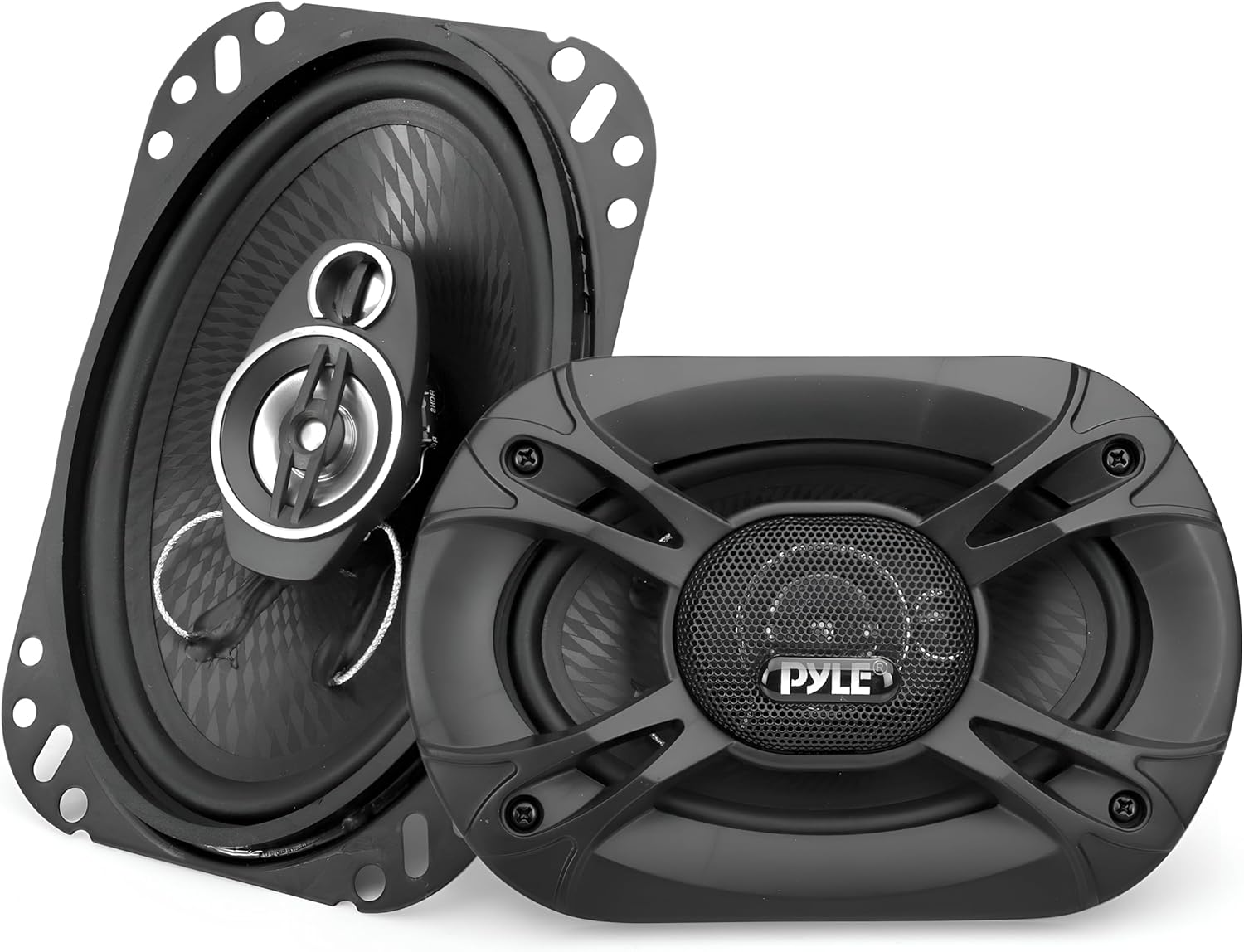 Pyle 3-Way Universal Car Stereo Speakers - 300W 4" X 6" Triaxial Loud Pro Audio Car Speaker Universal OEM Quick Replacement Component Speaker Vehicle Door/Side Panel Mount Compatible - PL4163BK (Pair)