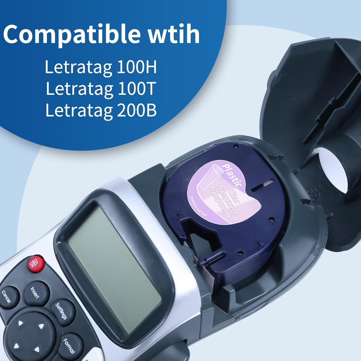 5-Pack Anycolor Replace for Dymo Letratag Refills Clear 16952 Plastic Tape 12Mm X 4M Label Maker Refills Transparent, Compatible with Dymo Letratag LT-100H LT-100T LT-110T 200B QX50 Label Maker image number 6