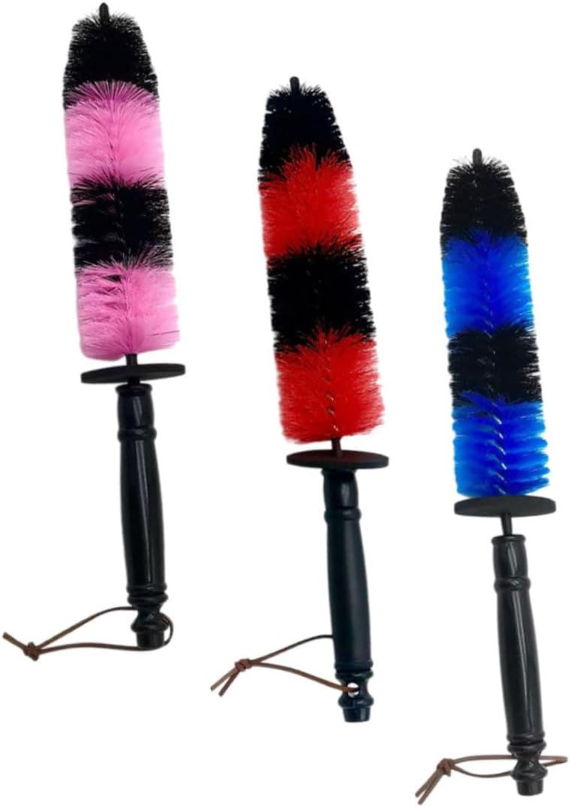 Cabilock 3Pcs Wheel Cleaning Brush Set Red Elastic Bristle, Extended Rim Scrubber for Tire and Wheel Well Care, Car Detailing Tool for Electric and Manual Wash in Automotive Maintenance image number 3