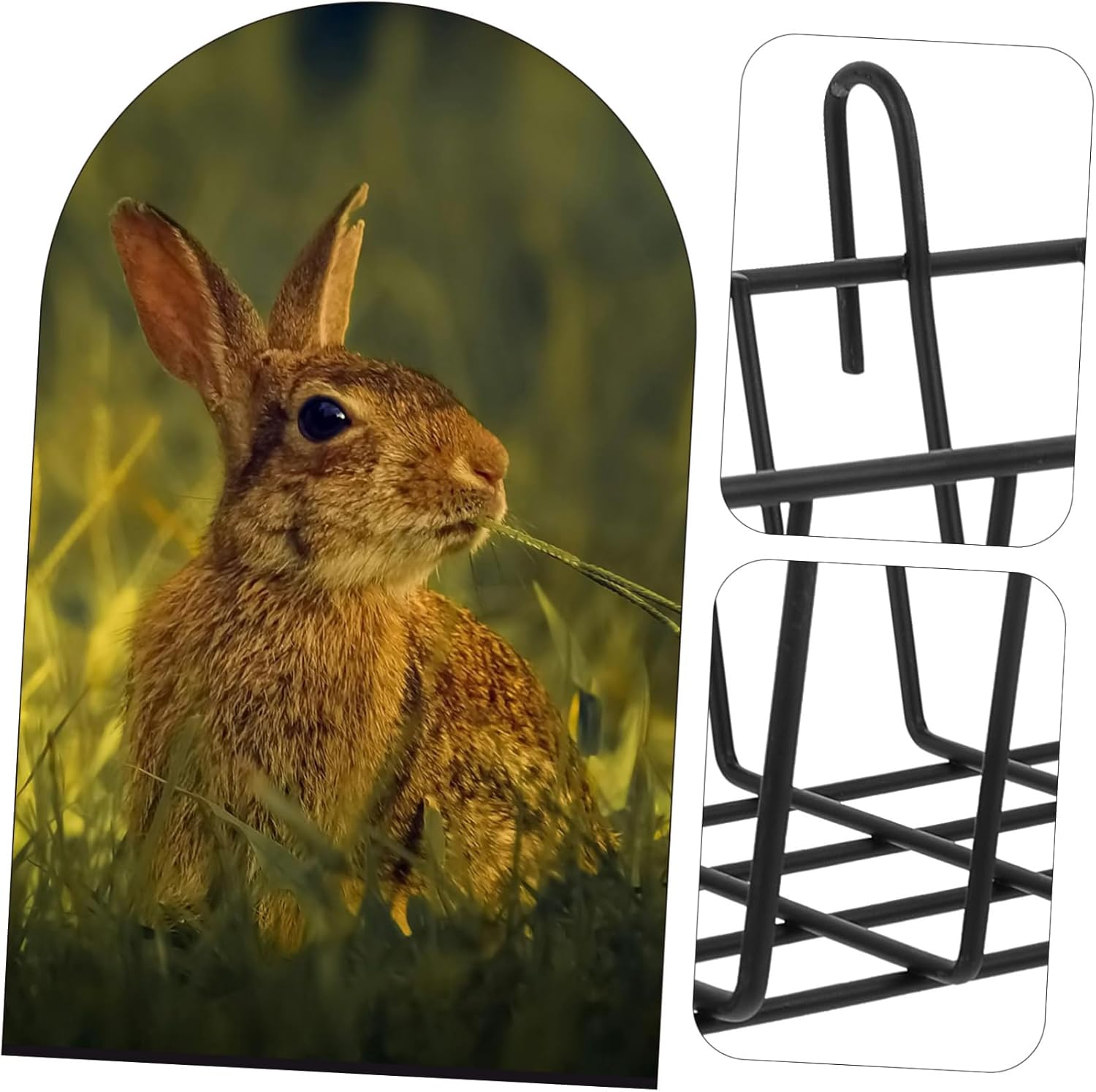 Rabbit Hay Feeder Metal Rack for Cage Convenient Bunny Hay Holder Durable Wear-Resistant Design Easy to Clean and Store for Daily Use - Black image number 6
