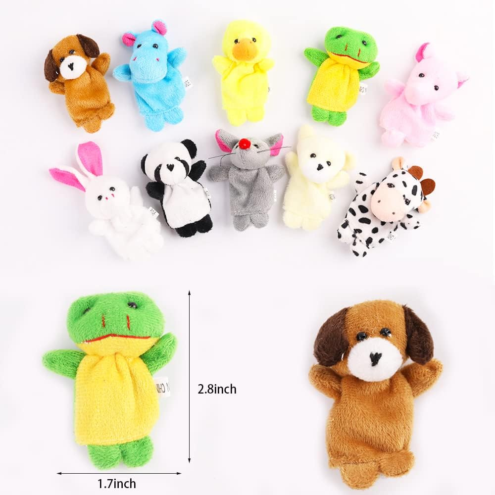 Miaopen 20Pcs Finger Puppets Set - Soft Plush Animals Finger Puppet Toys for Kids, Mini Plush Figures Toy Assortment for Boys & Girls, Party Favors for Shows, Playtime, Schools, 1.7 X 2.8 Inch