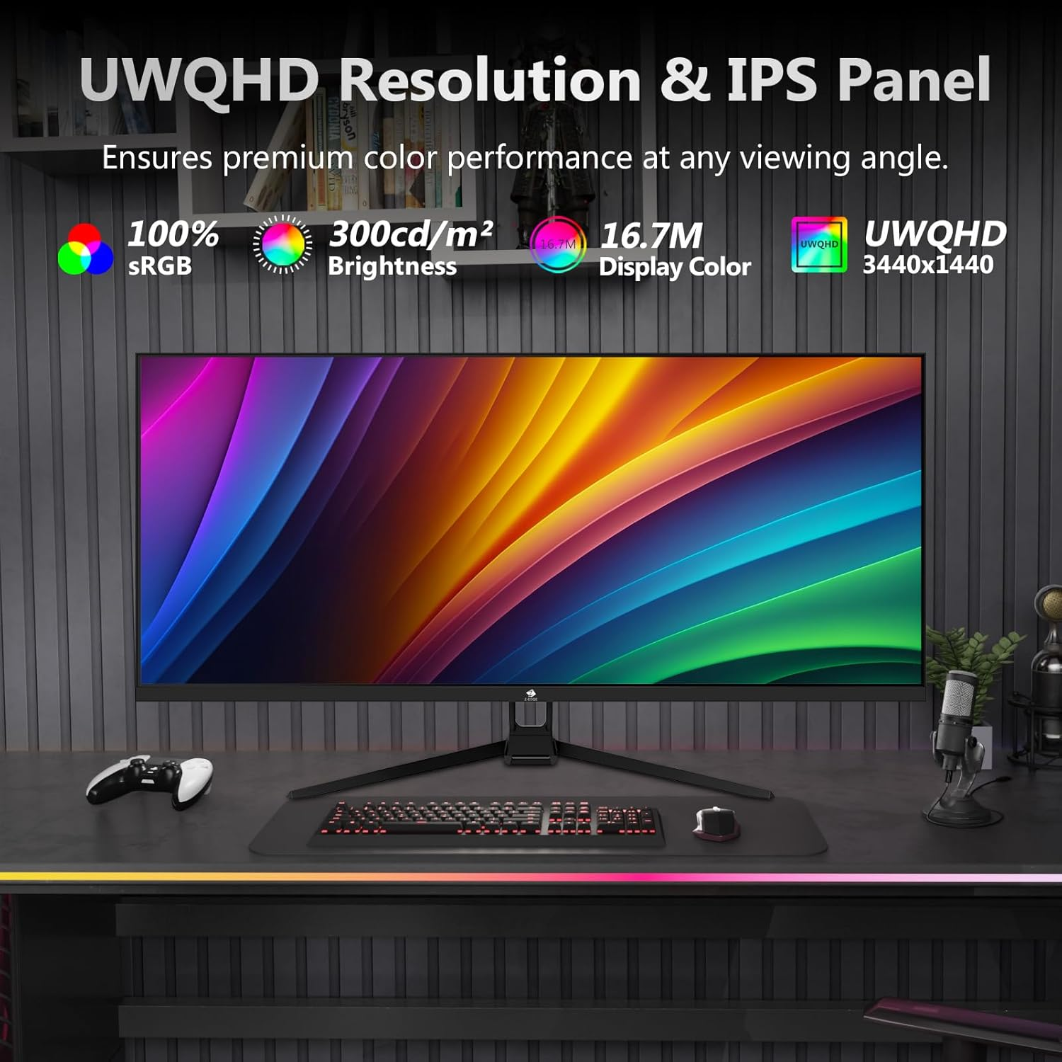 Z-Edge 34 Inch 165Hz Ultrawide Monitor 21:9, IPS Panel, Uwqhd(3440X1440), Gaming Monitor 1Ms MPRT, Freesync, 100% Srgb, PIP & PBP, Displayport (165Hz), HDMI (100Hz), Black (DP Cable Included) image number 6