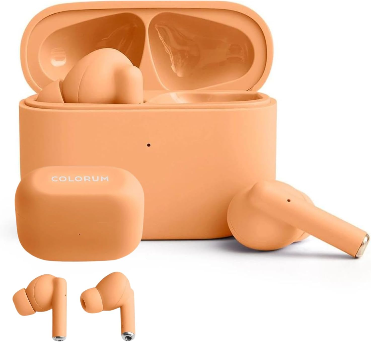 FOREVER Colorum TWS Bluetooth Headphones 5.3 Green - In-Ear Earphones with Deep Bass - Headphones with Microphone - Adapts to the Ear Shape - USB-C for Fast Charging - Headphones Android and Ios