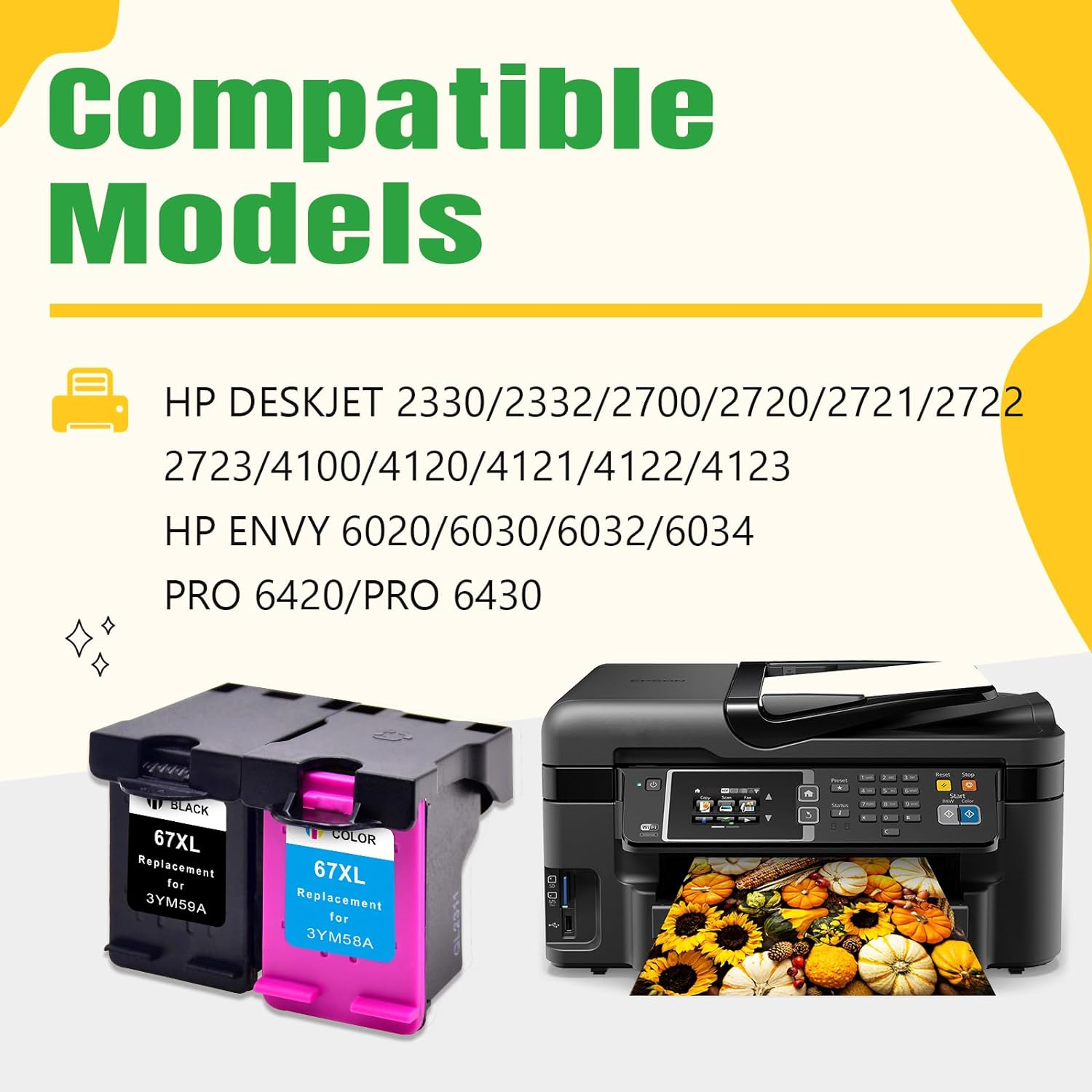 67XL Ink Cartridges for HP 67 XL Compatible for HP Deskjet 2700 2720 2721 2722 2723 2330 2331 2332 Envy 2700 2720 2721 2722 6420 6020 Printer （Black & Color） image number 4