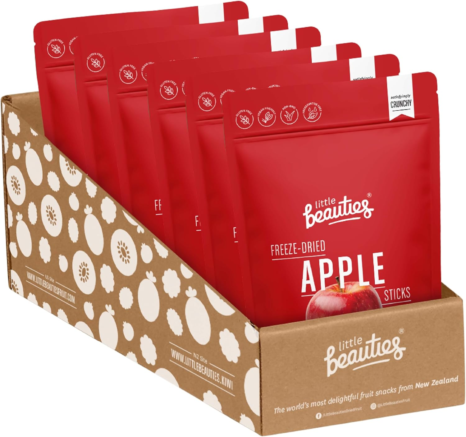 Apple Fruit Snacks, Crunchy Freeze-Dried Apple Sticks, Value Pack of 6 X 20G Snack Packs, No Added Sugar image number 2