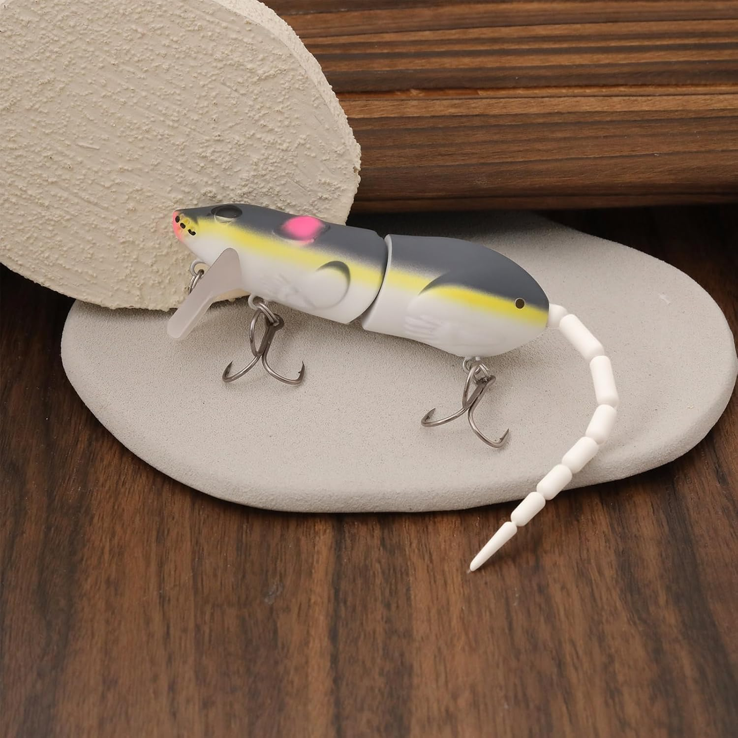 Emagtech 2Pcs Rat Mouse Swimbait 15G 15.5Cm Topwater Jointed Crankbait for Predator Fish Pike Fishing image number 2