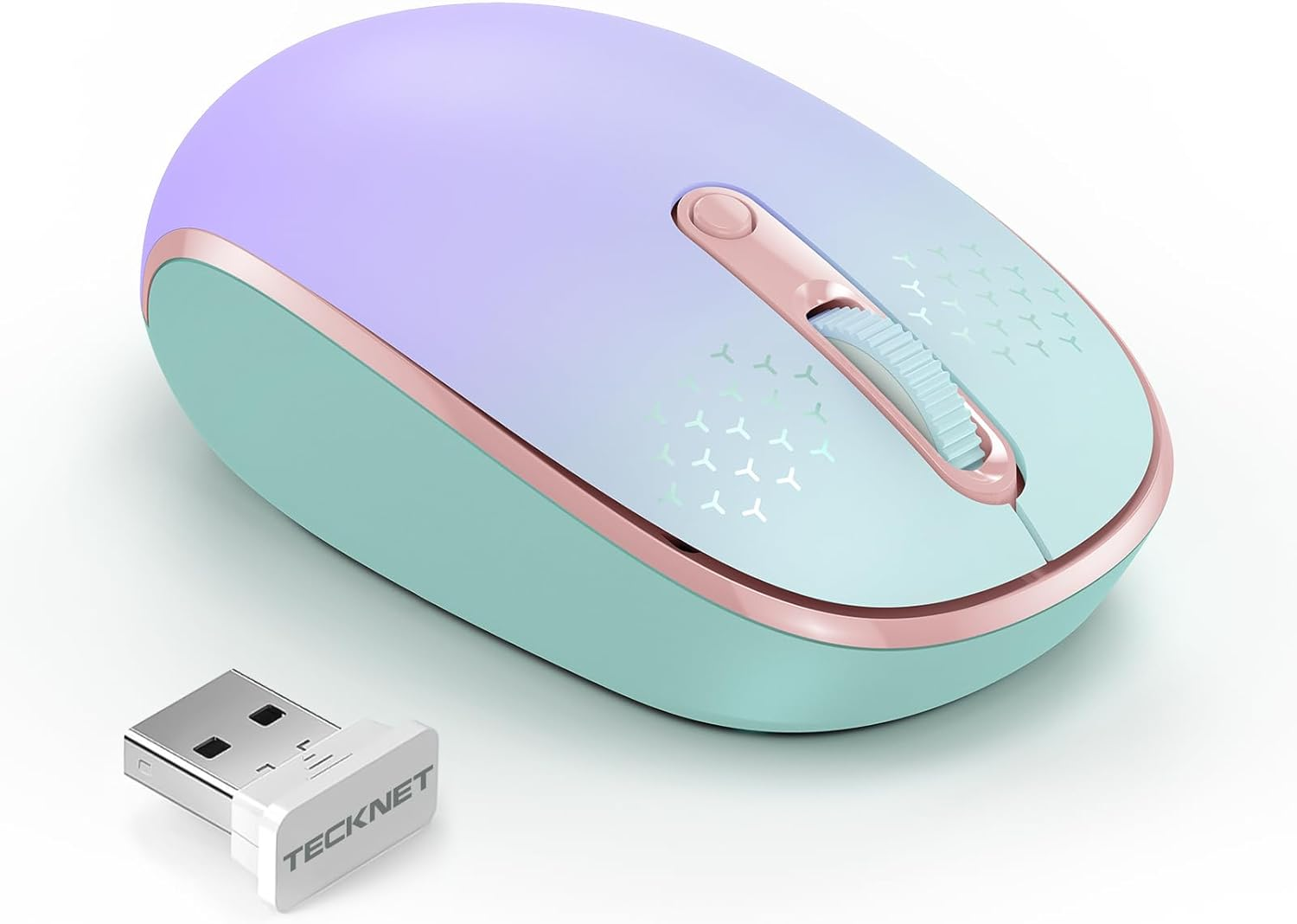 TECKNET Wireless Mouse, 2.4G Quiet Computer Mouse with USB Receiver, 4 Buttons Portable Cordless Mice for Chromebook, Laptop, PC, Mac, 800/1200/1600 DPI image number 2
