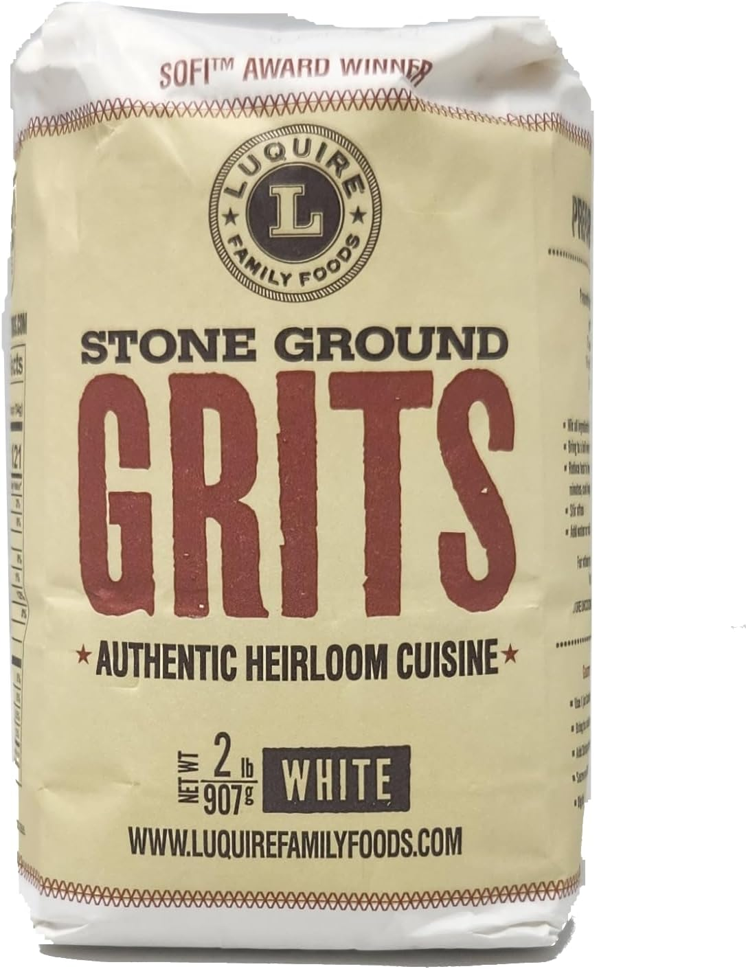 Generic Luquire Family Foods Carolina Creole Stone Ground Grits White, 2Lbs
