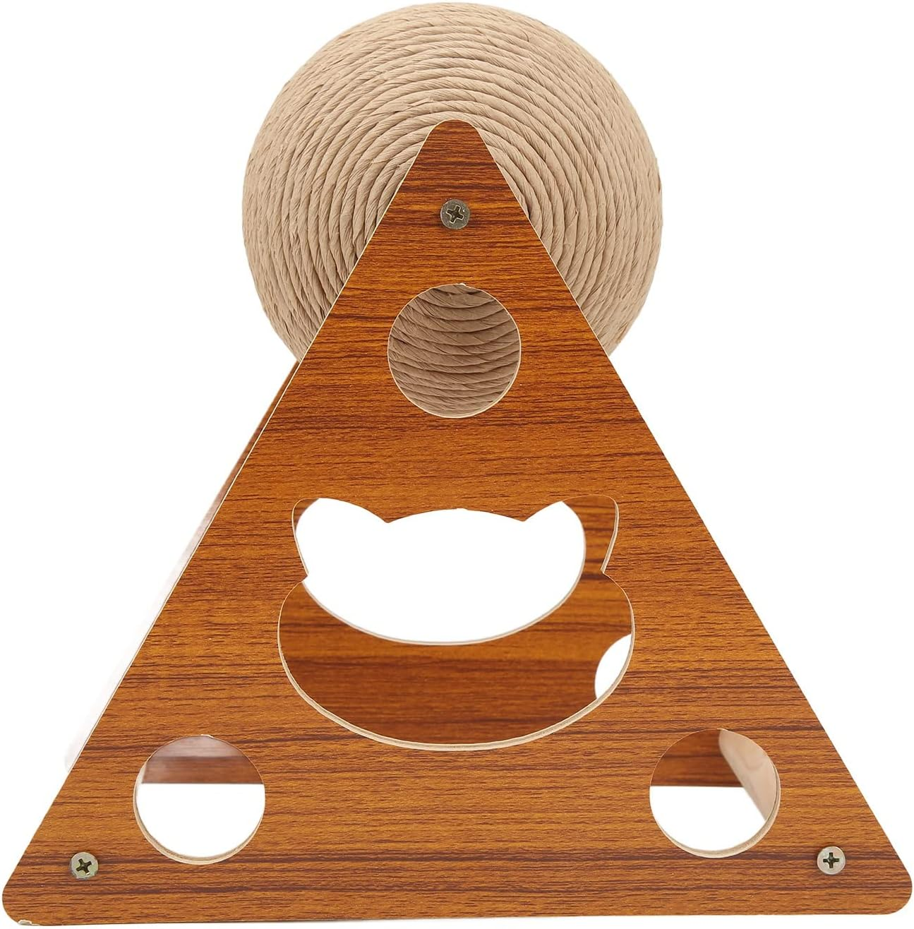 Cat Scratcher Toy, Sisal Cat Scratching Ball Cat Scratcher Toy with Ball, Interactive Solid Wood Scratcher Pet Toy Scratching Ball for Cats and Kittens (S)