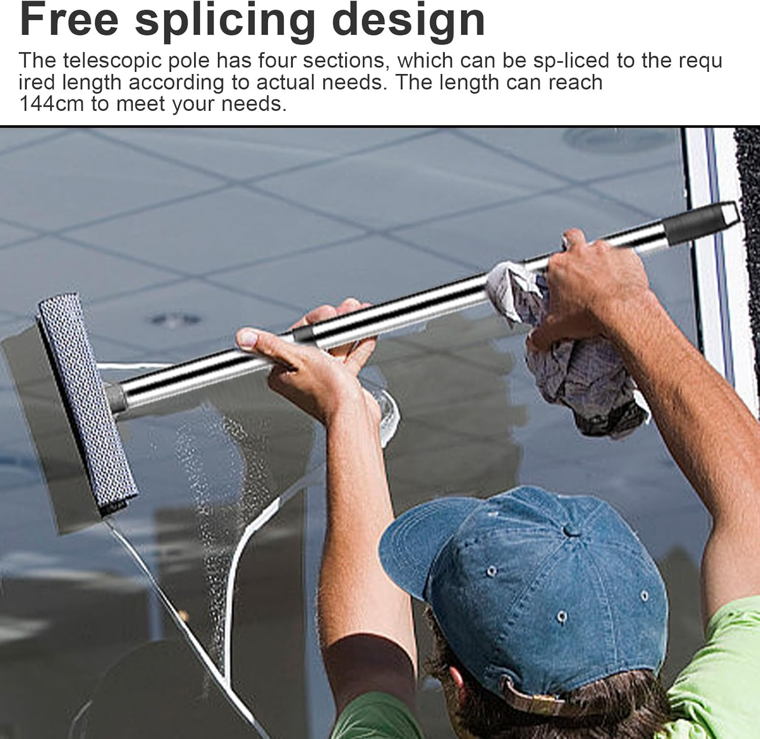 SRJQXH Broom Telescopic Handle 1 Set Stainless Steel Telescopic Poles Spliced Cleaning Rod Telescopic Rod Window Cleaning for Home, Hotel, School image number 4