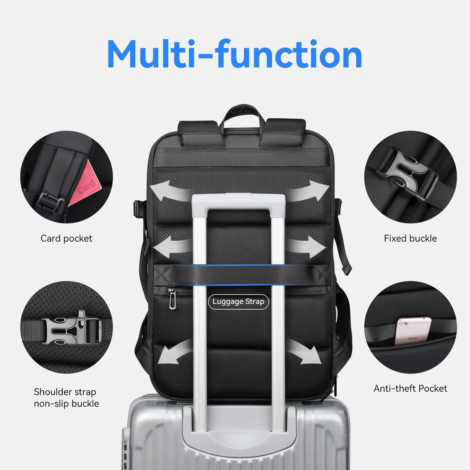 23L/40L Business Carry-On Travel Backpack, Lightweight Flight-Approved Expandable Weekender Bag with USB Charging Port Fit 17.3 Laptop image number 1