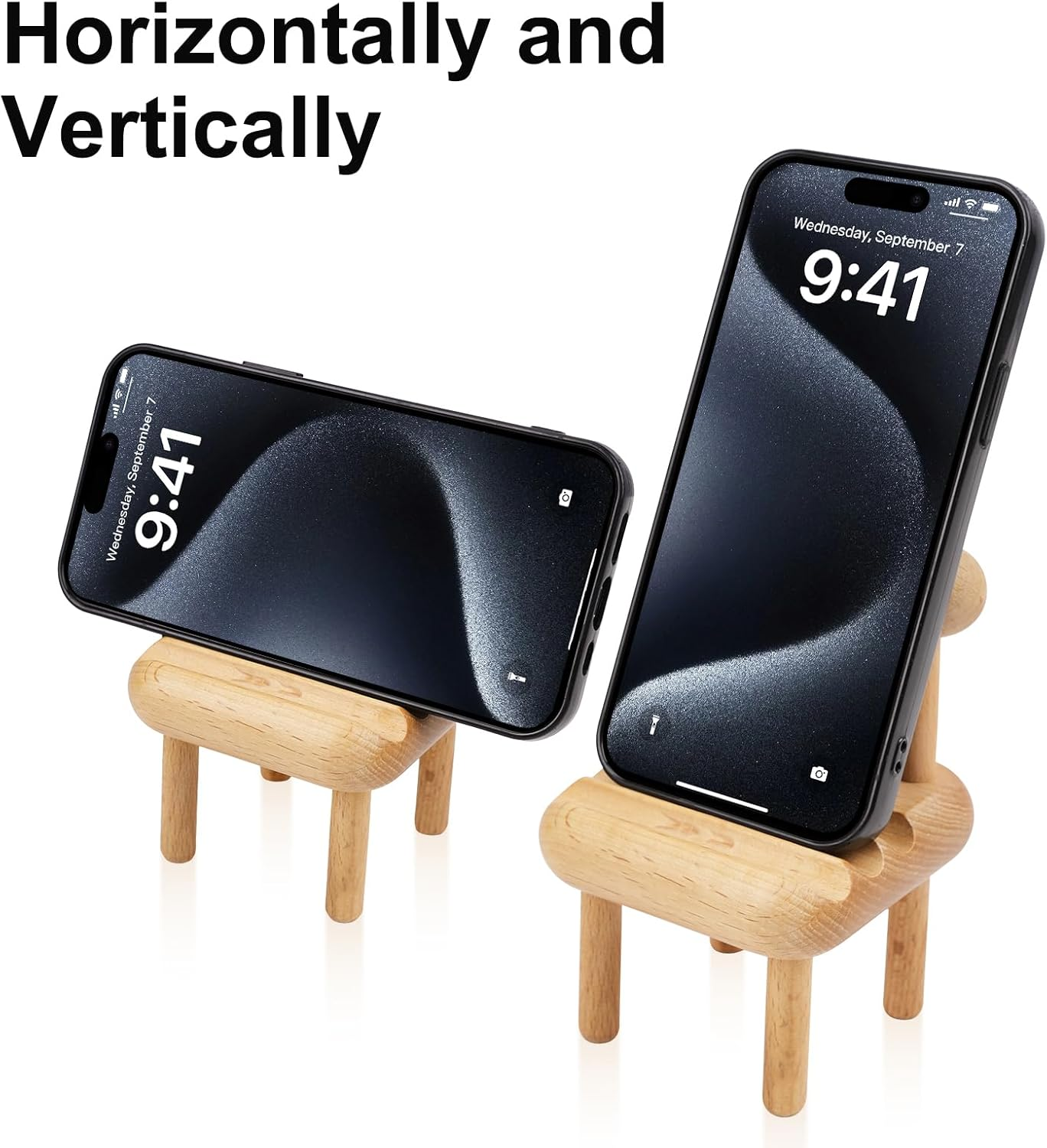 2 Pack Cell Phone Stand, Wooden Chair Holder for Desk, Angle Adjustable Desktop Phone Holder, Mini Wooden Chair, Portable Cellphone Cradle Desktop Dock for All Mobile Phones image number 4