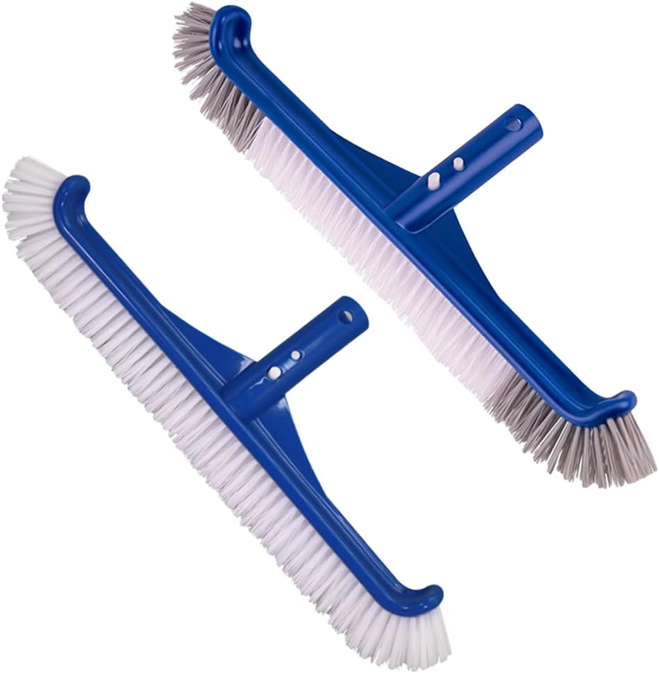 2Pcs Pool Brush Head, 17.5 Inch Nylon Bristles for Pool Floor and Walls Cleaning, Attachment for Standard Pools Poles with Clip image number 4